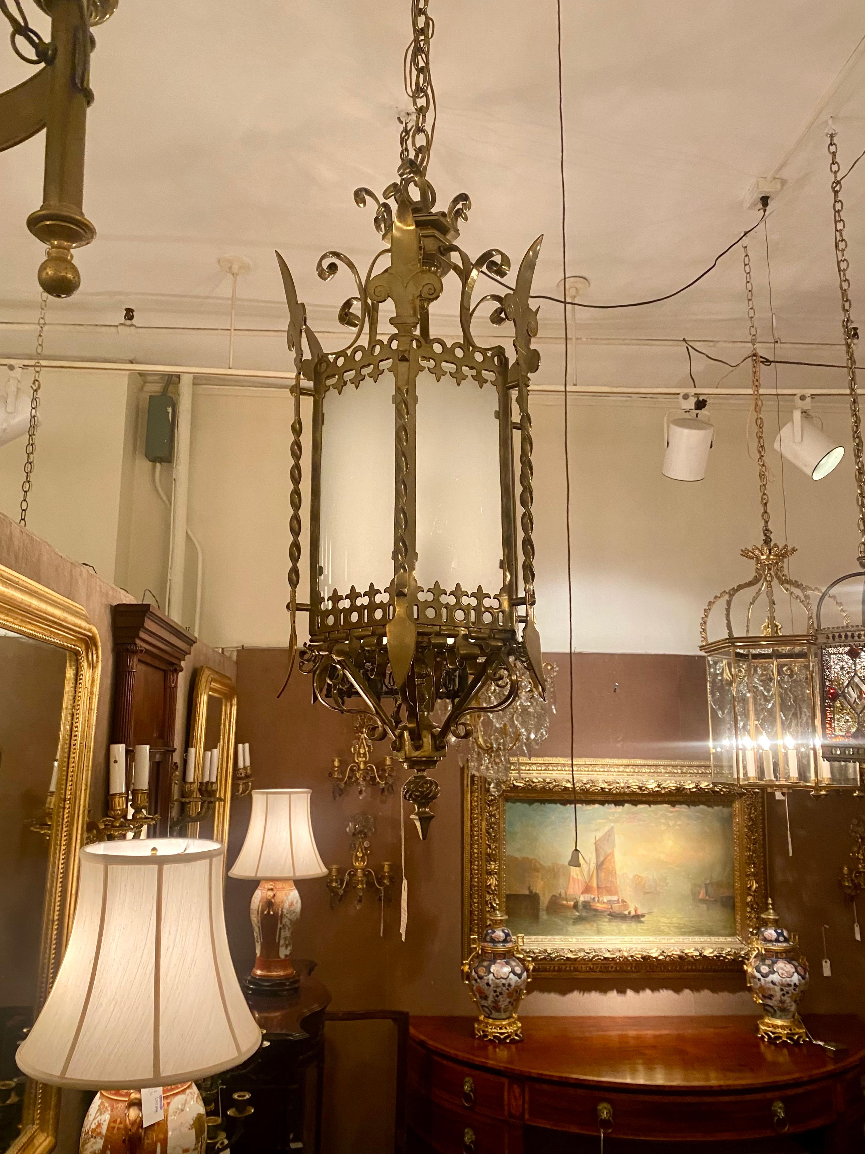 Bronze Lanterne de château française ancienne du XIXe siècle en bronze doré du XIXe siècle en vente