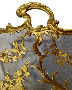 Antique 19th Century French Gold Bronze Fire Screen, Circa 1880-1890.