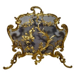 Antique 19th Century French Gold Bronze Fire Screen, Circa 1880-1890.
