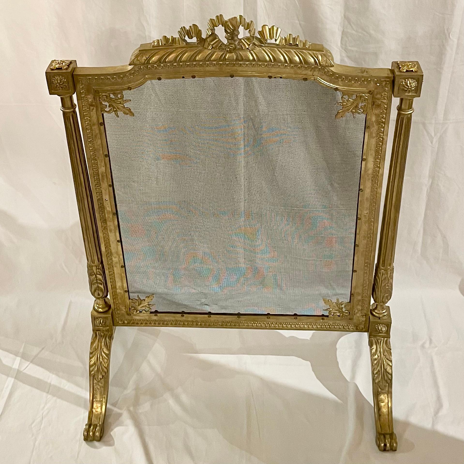 Antique 19th Century French Gold Bronze Fire Screen, Circa 1880-1890's. For Sale 1