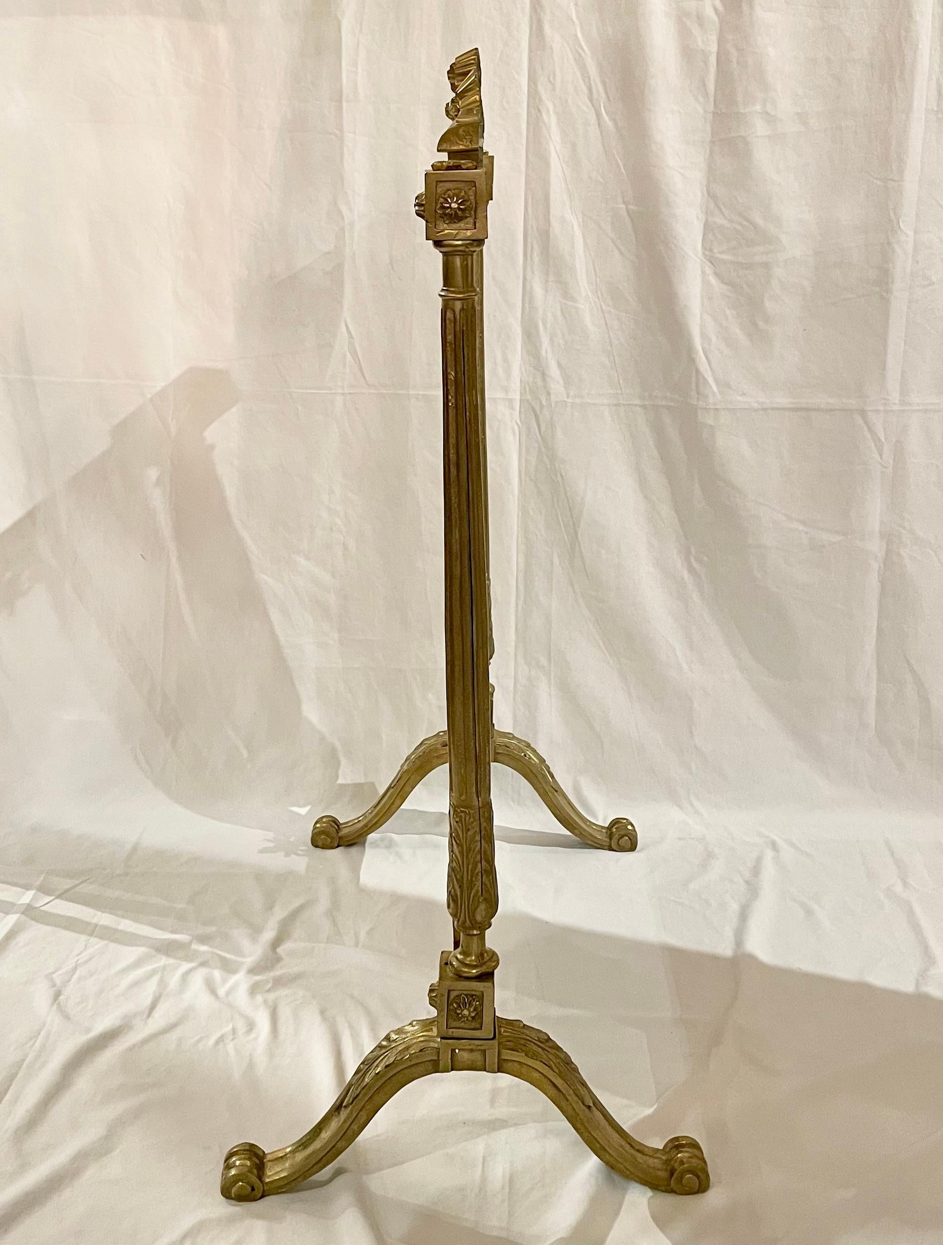 Antique 19th Century French Gold Bronze Fire Screen, Circa 1880-1890's. For Sale 2