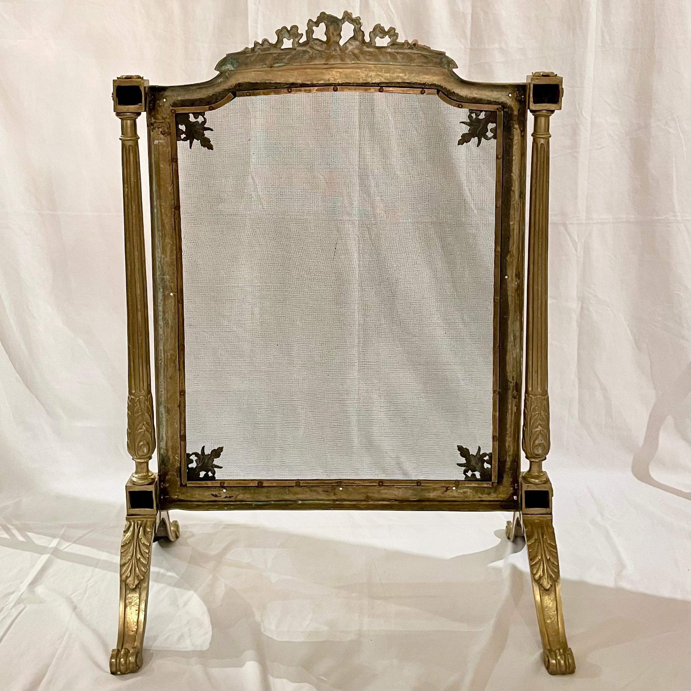Antique 19th Century French Gold Bronze Fire Screen, Circa 1880-1890's. For Sale 3