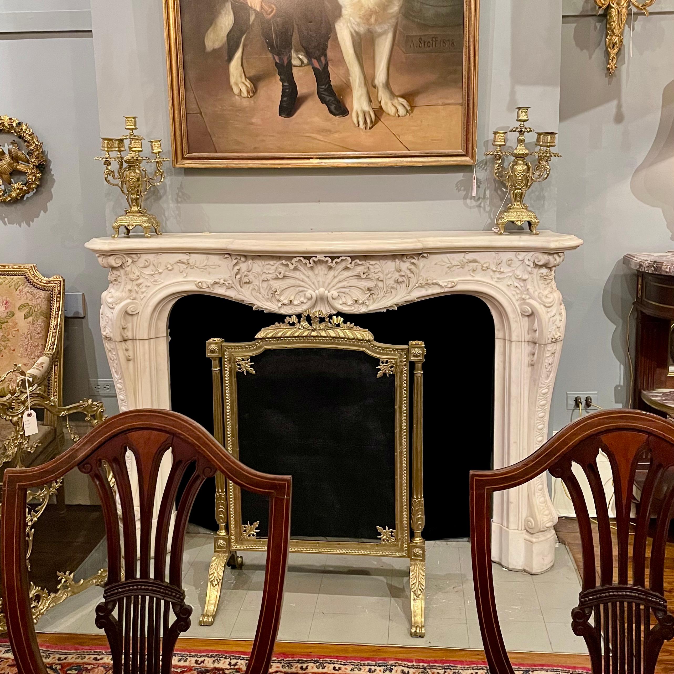 Antique 19th Century French Gold Bronze Fire Screen, Circa 1880-1890's. For Sale 5