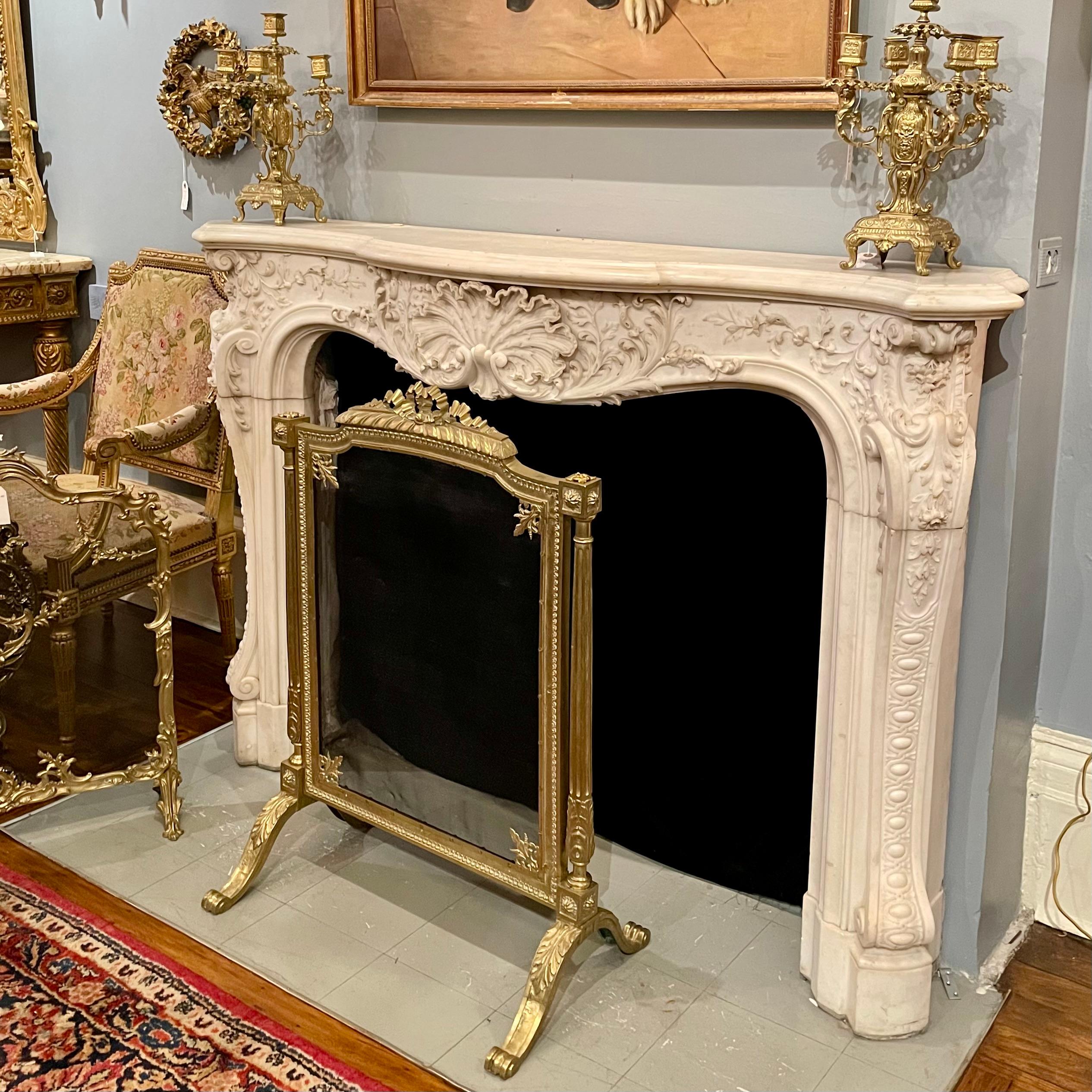 Antique 19th Century French Gold Bronze Fire Screen, Circa 1880-1890's. For Sale 6
