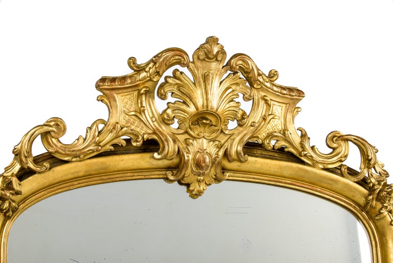 French Louis-Philippe 19th Century Silver Mirror with Carved Gilded Beads -  English Accent Antiques