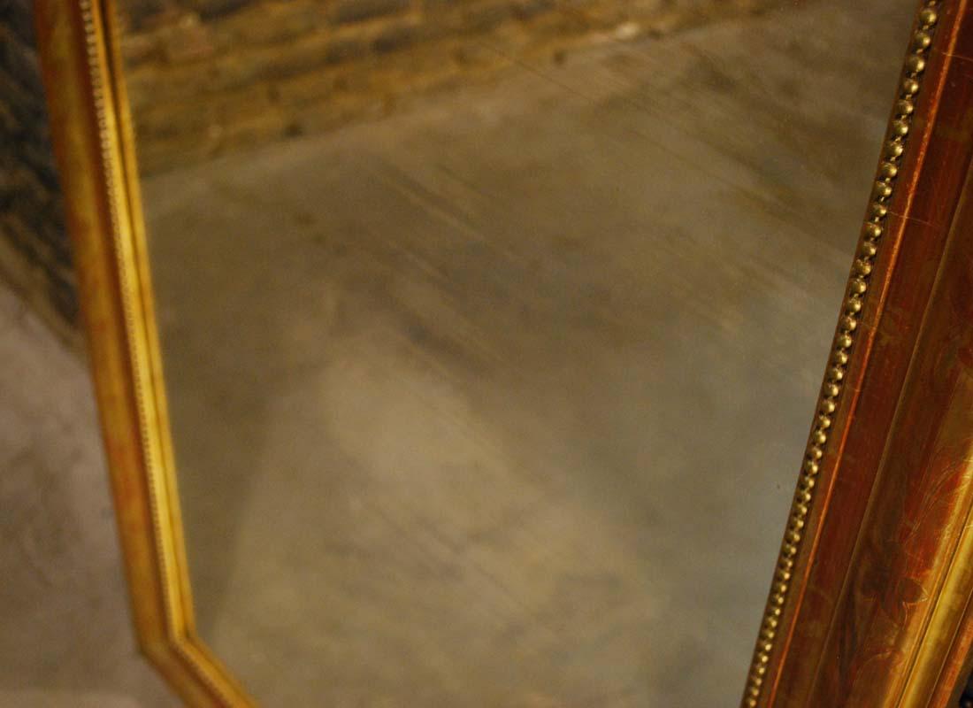 Gesso Antique 19th Century French Gold Gilded Louis Philippe Mirror with Crown