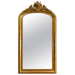 Antique 19th Century French Gold Gilded Louis Philippe Mirror with Crown