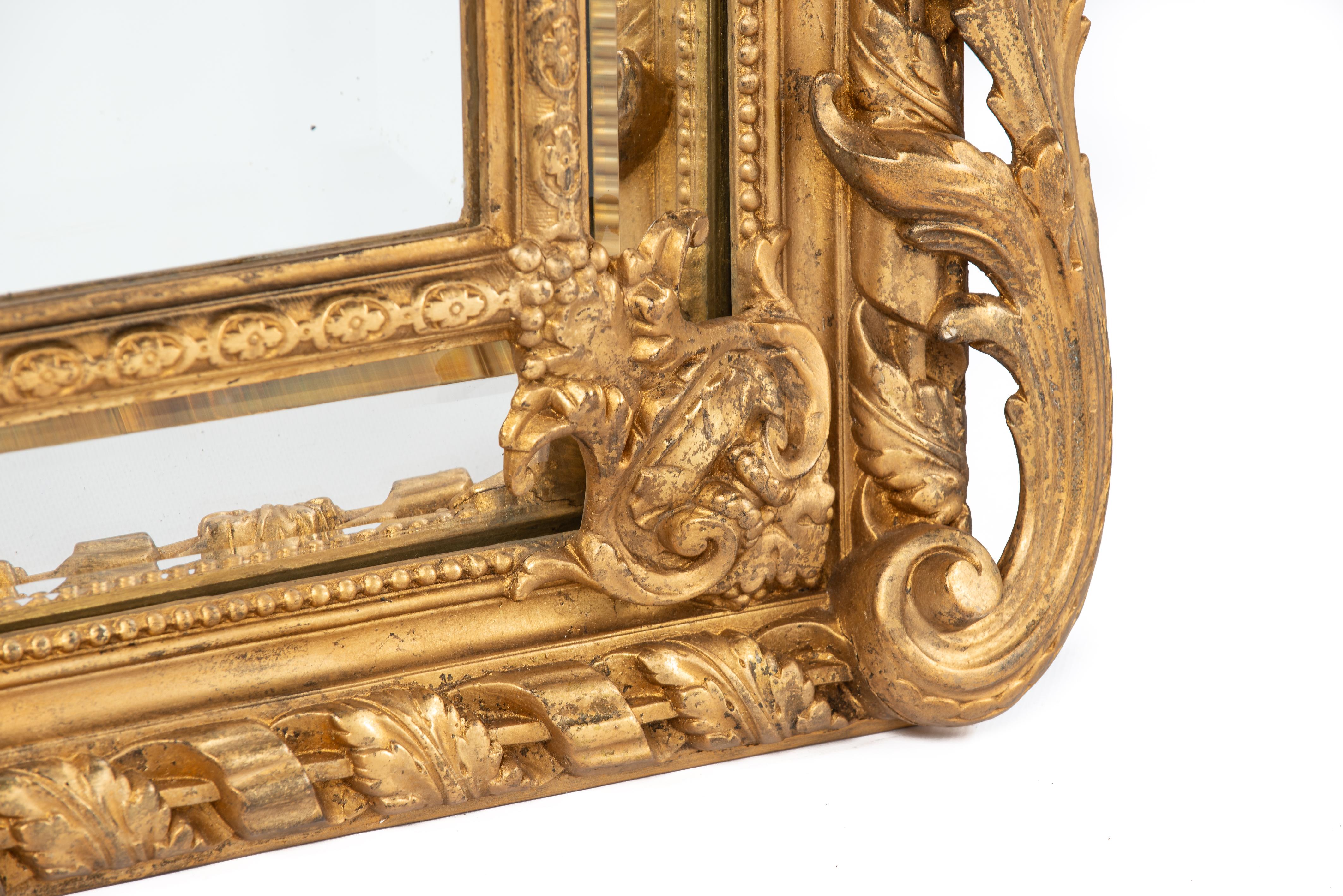 Antique 19th century French Gold Gilt Louis XVI Seize Empire Parecloses Mirror 5