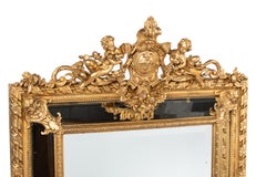 Antique 19th century French Gold Gilt Louis XVI Seize Empire Parecloses Mirror