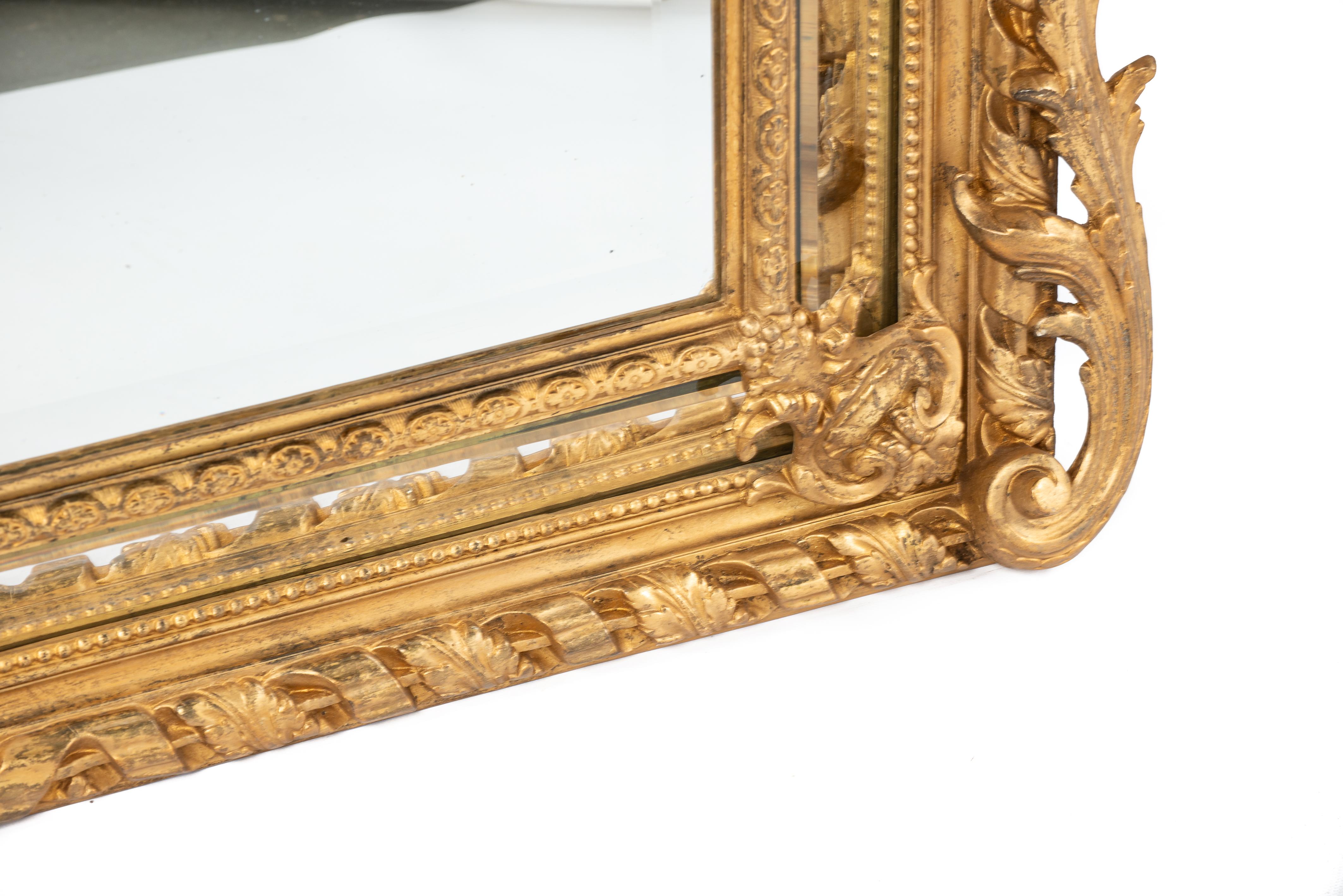 Antique 19th century French Gold Gilt Louis XVI Seize Empire Parecloses Mirror In Good Condition In Casteren, NL