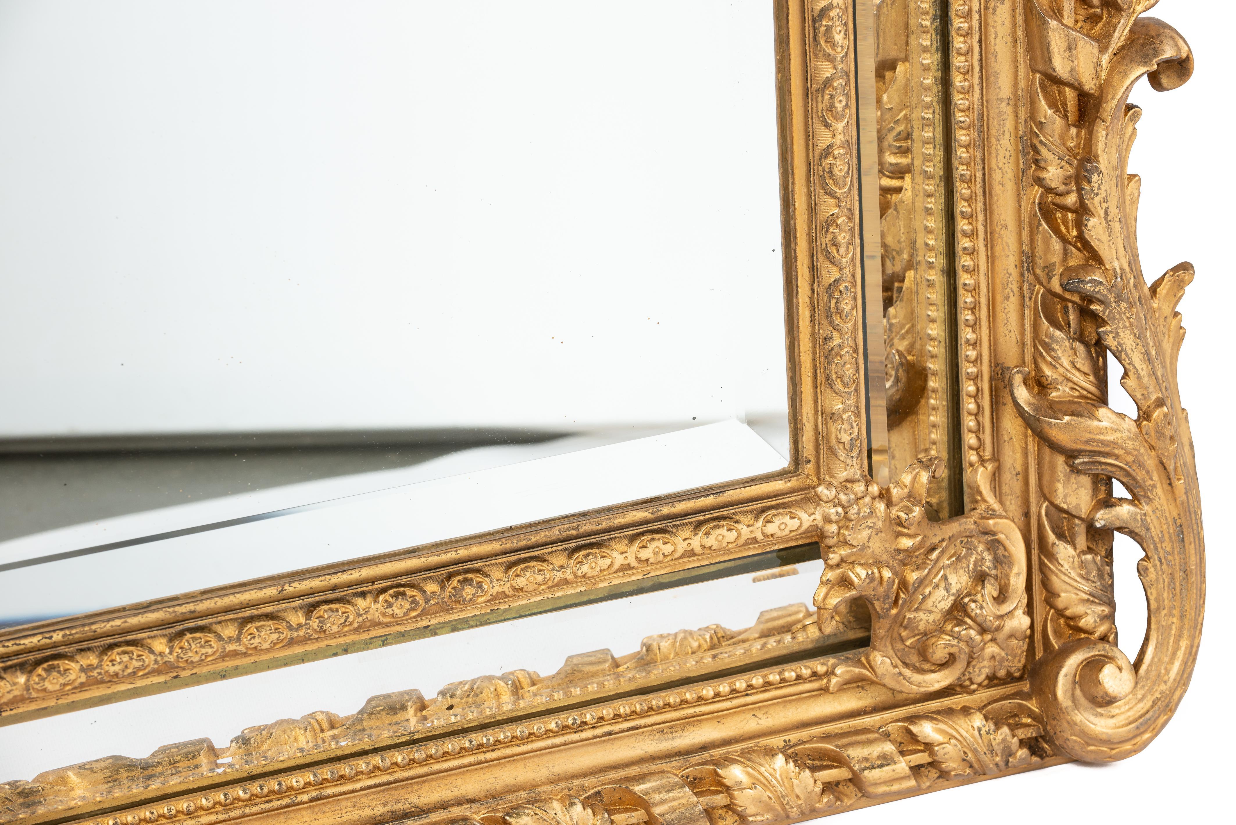 19th Century Antique 19th century French Gold Gilt Louis XVI Seize Empire Parecloses Mirror