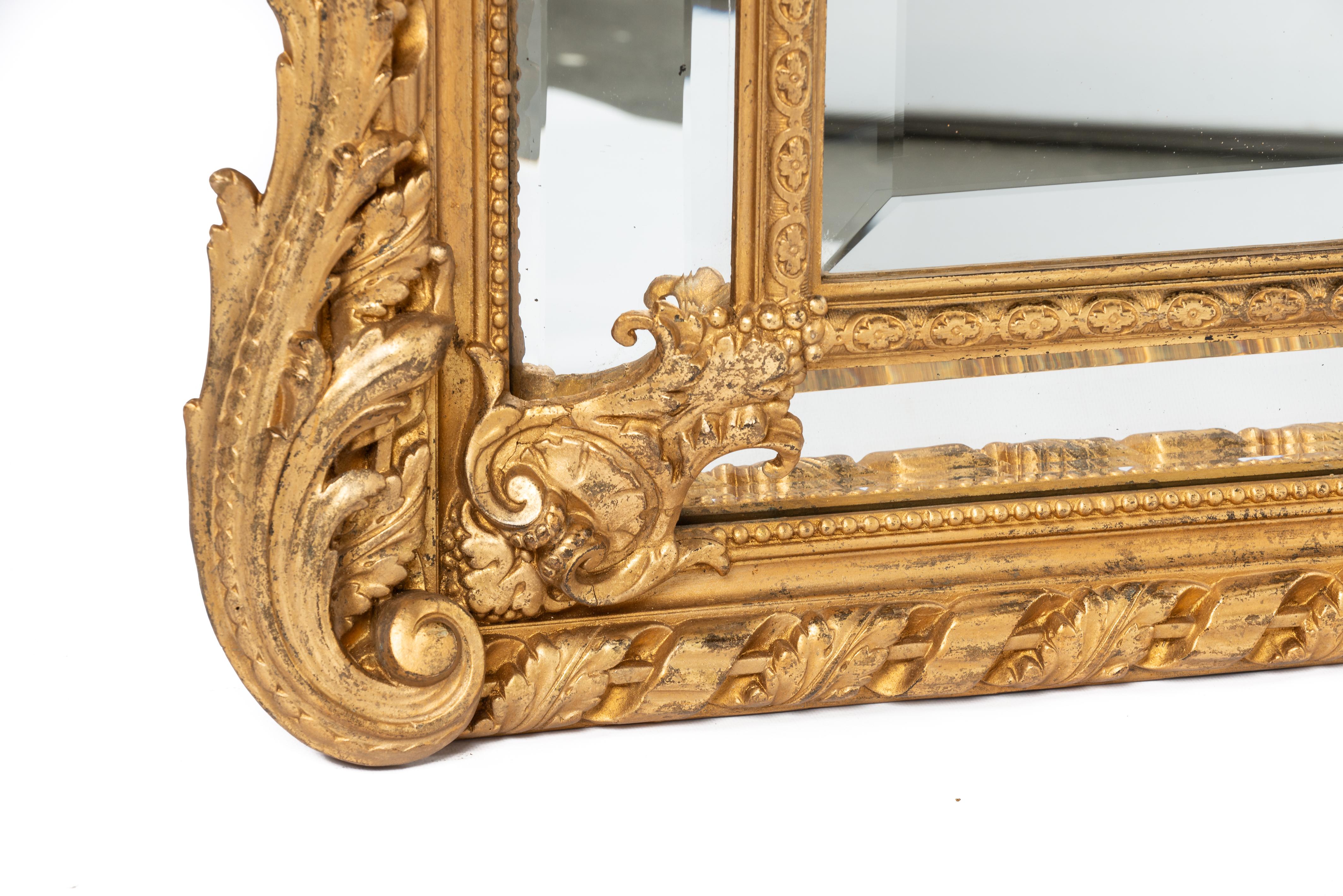 Antique 19th century French Gold Gilt Louis XVI Seize Empire Parecloses Mirror 1