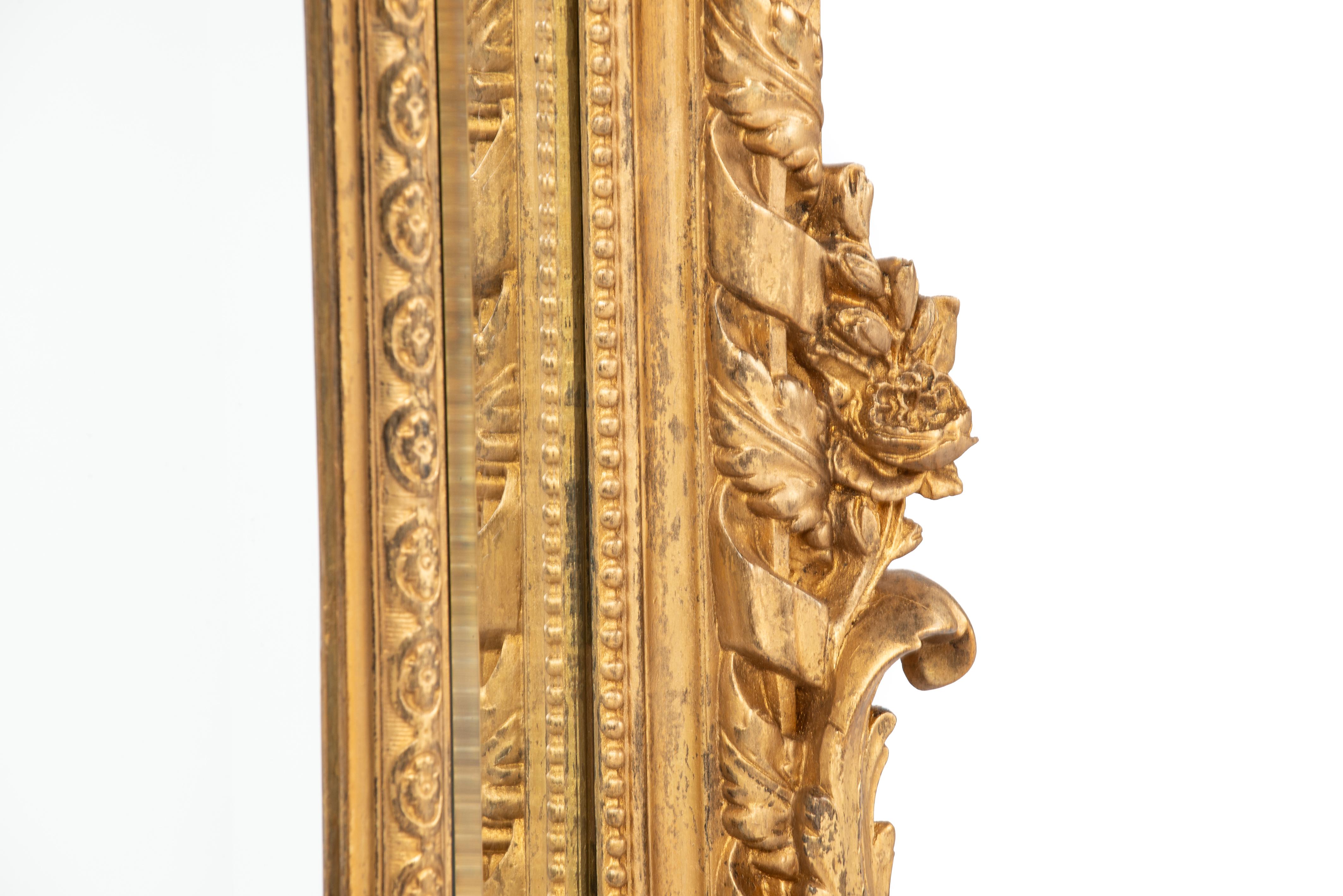 Antique 19th century French Gold Gilt Louis XVI Seize Empire Parecloses Mirror 2