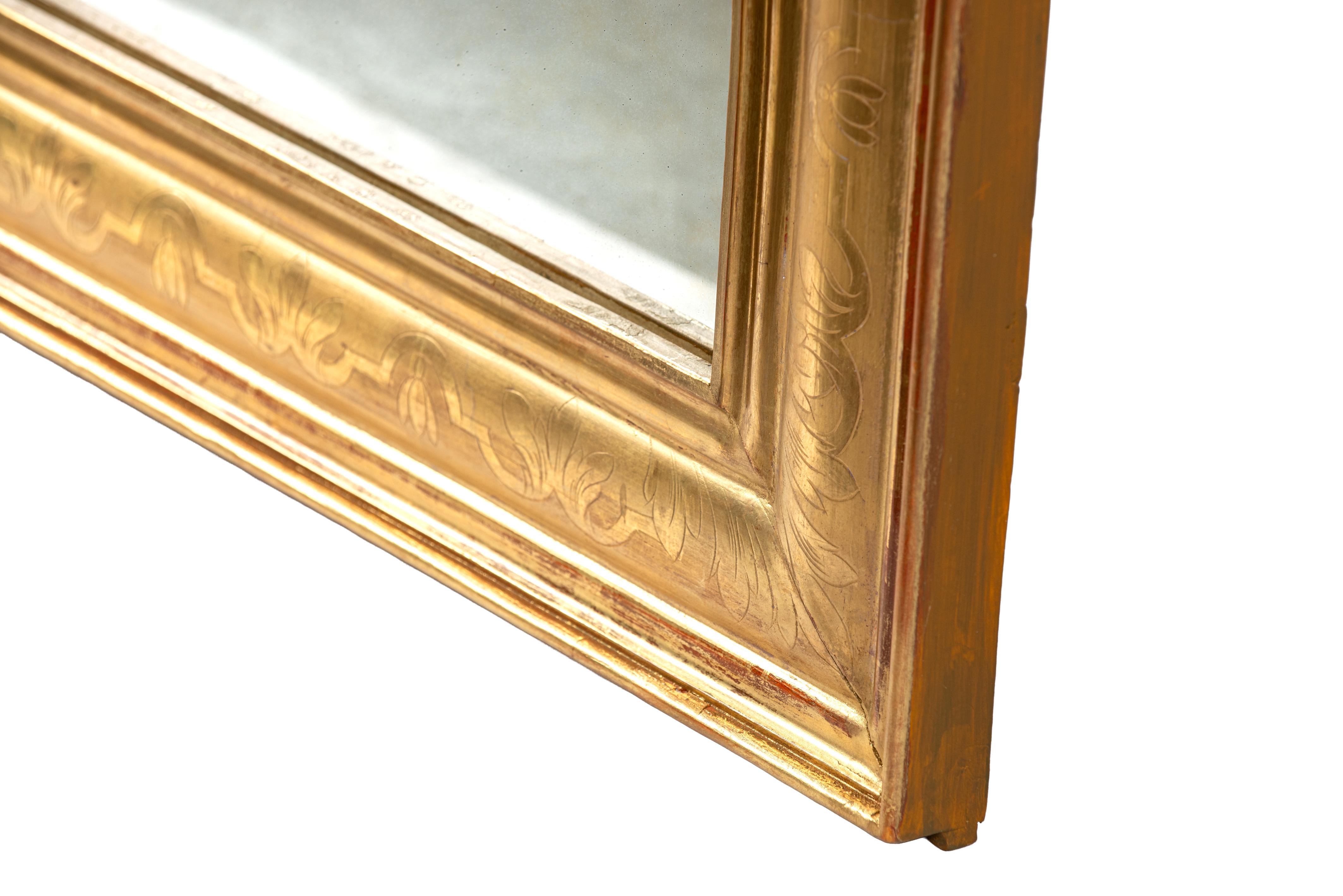 Antique French del XIX secolo, specchio Louis Philippe dorato e lucidato a foglia d'oro in vendita 4