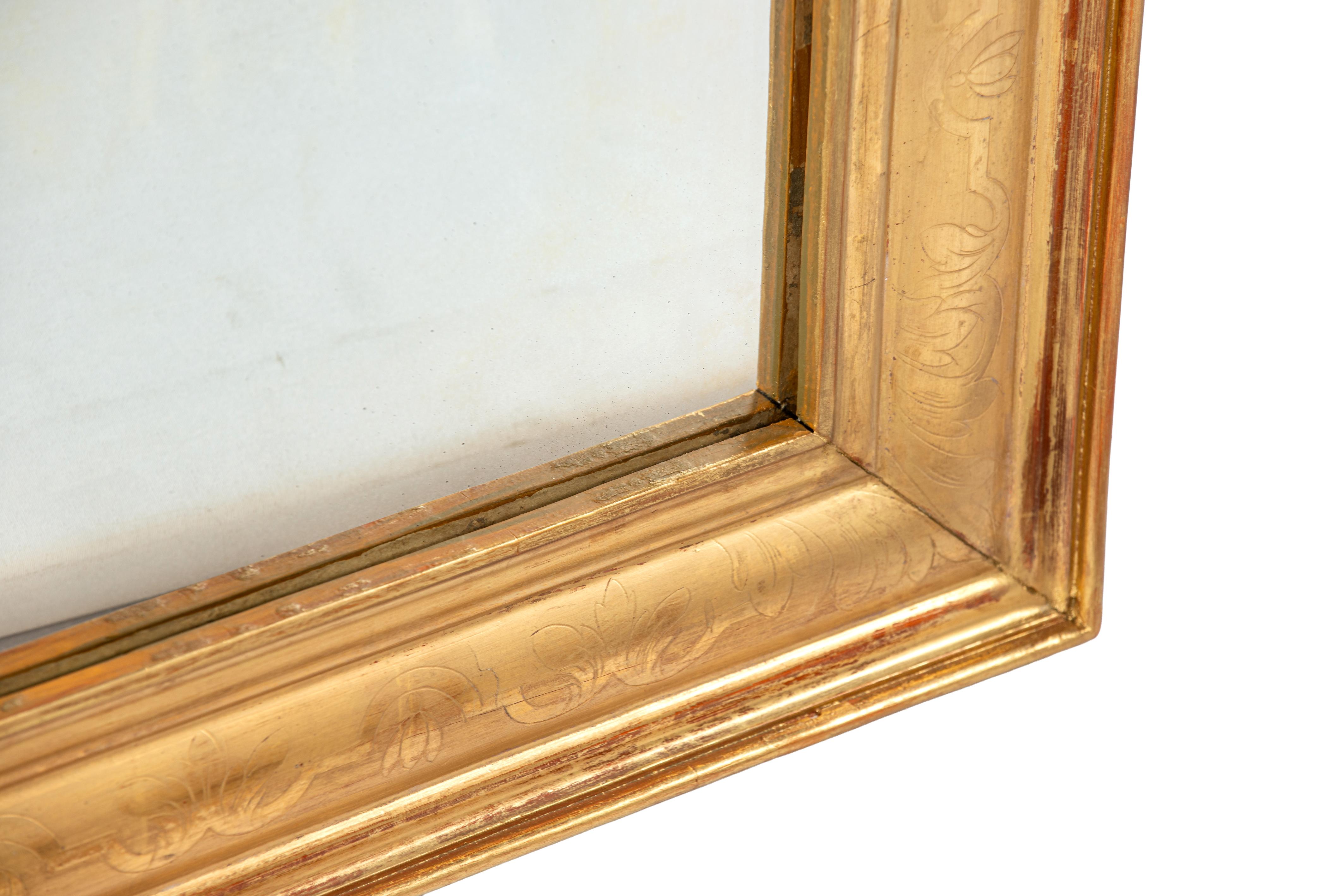 Antique French del XIX secolo, specchio Louis Philippe dorato e lucidato a foglia d'oro In condizioni buone in vendita a Casteren, NL