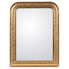 Antique 19th century French gold leaf gilt and polished Louis Philippe mirror