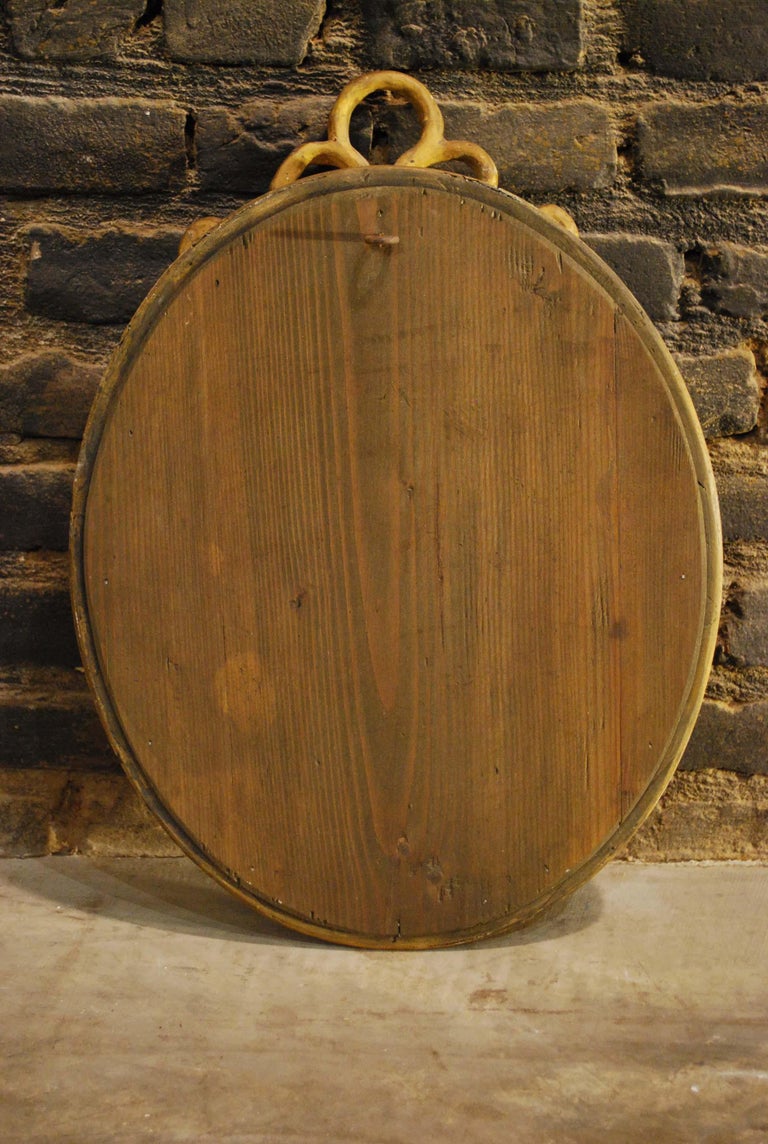 Antique 19th Century French Gold Leaf Gilt Convex Mirror with Ribbon ...