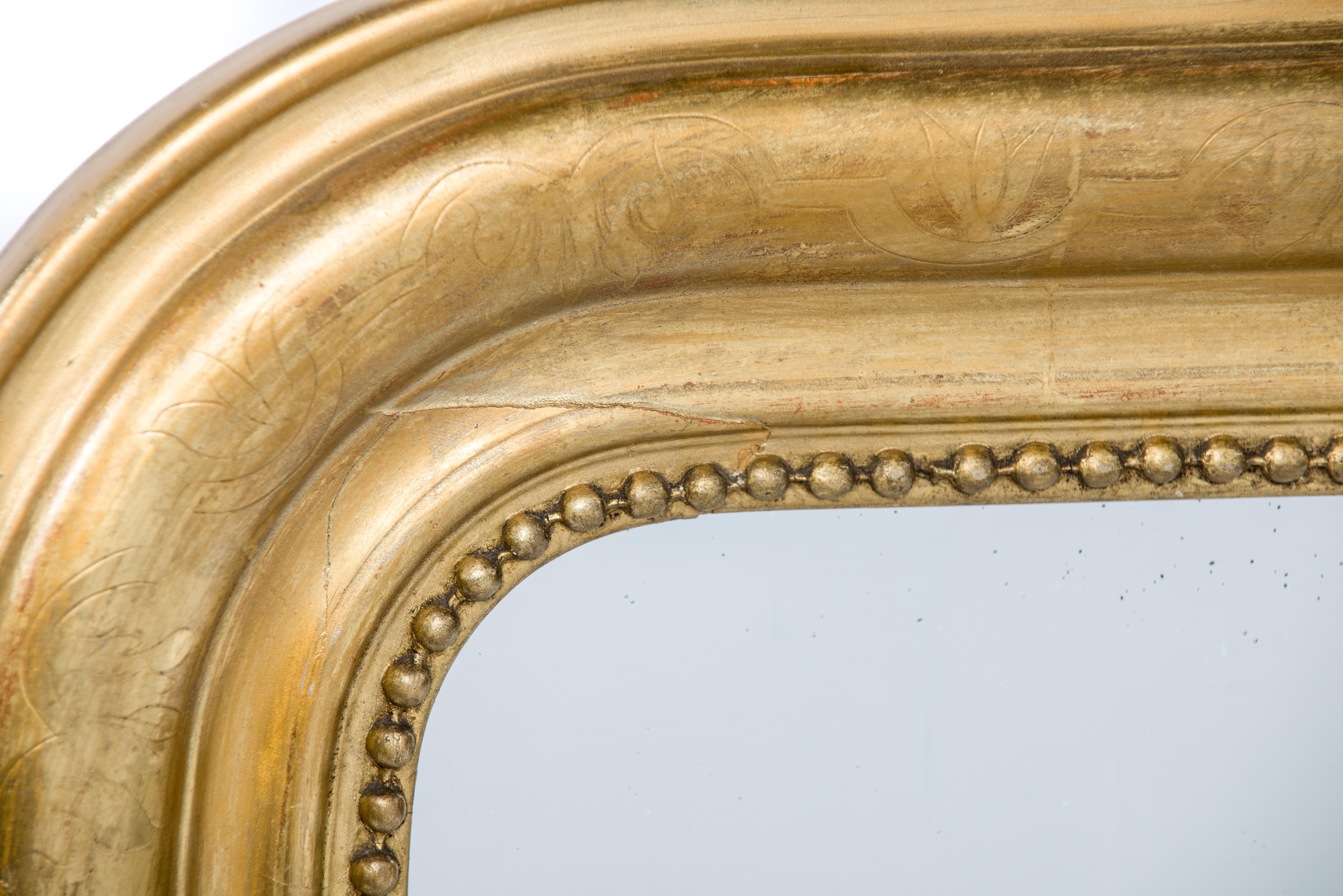 Antique 19th-Century French Gold Leaf Gilt Louis Philippe Mirror  In Good Condition In Casteren, NL