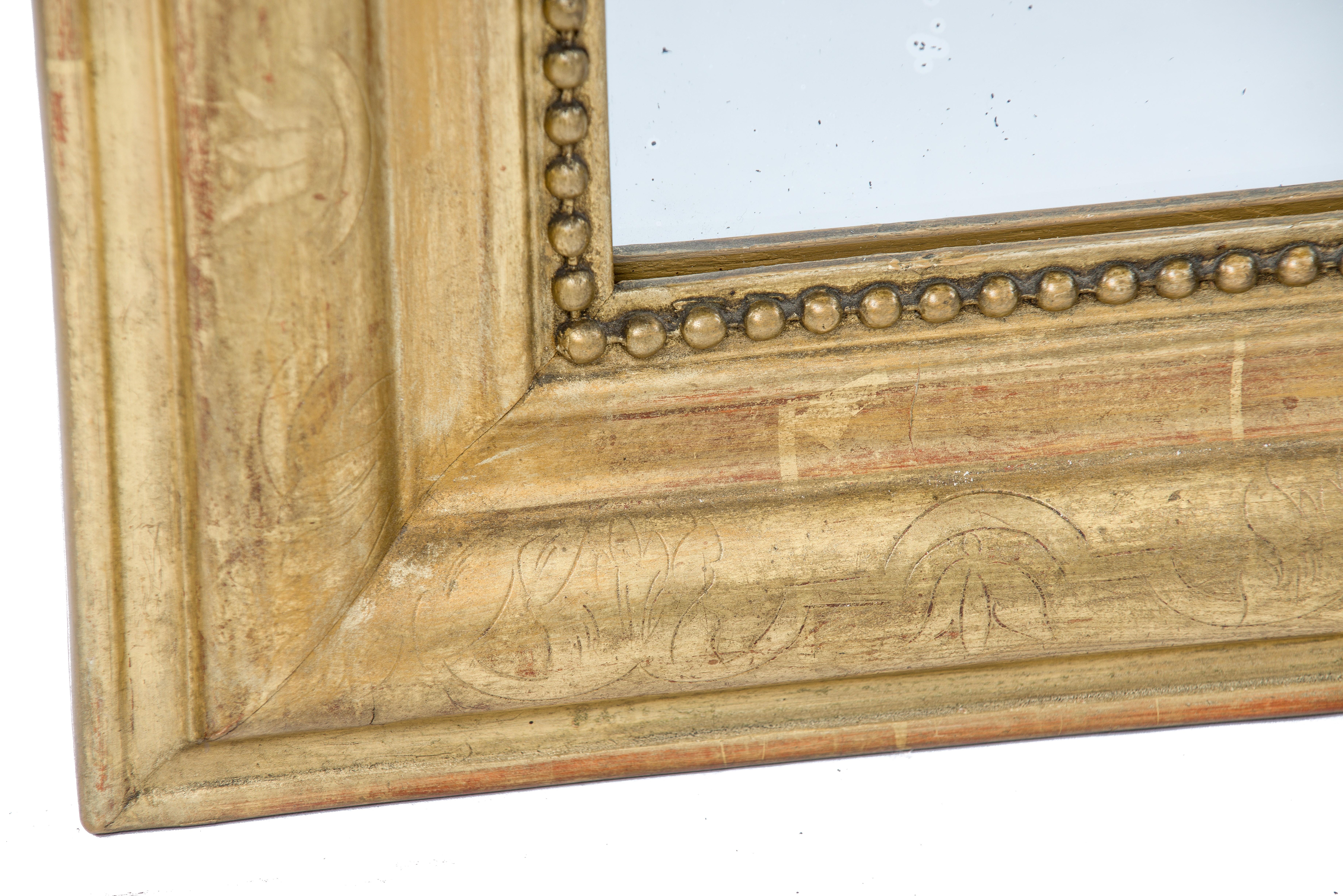 19th Century Antique 19th-Century French Gold Leaf Gilt Louis Philippe Mirror 