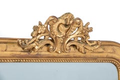 Antique 19th-century French gold leaf gilt Louis Philippe mirror with crest