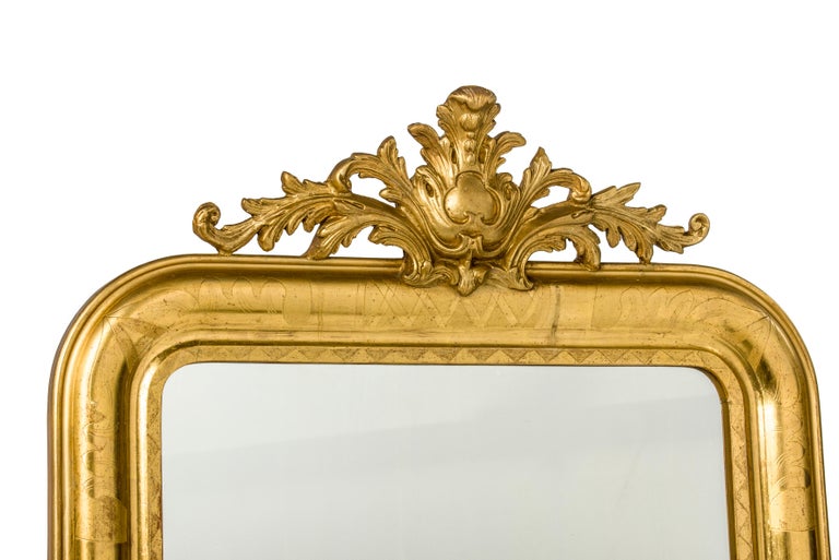 Antique French Gold Leaf Gilt Louis Philippe Style Mirror with Crest. -  Ruby Lane