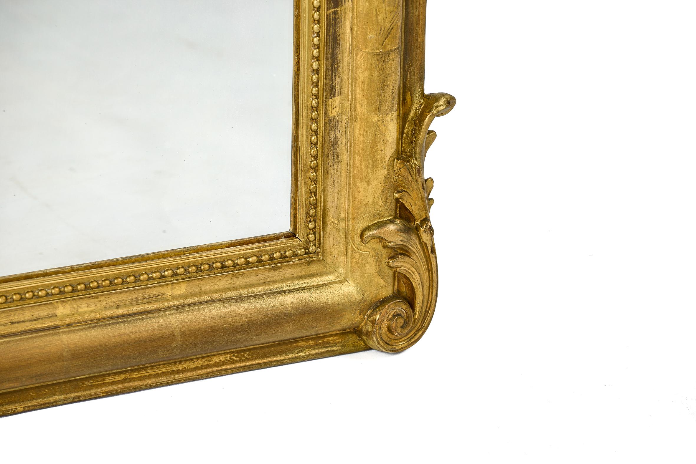Antique 19th Century French Gold Leaf Gilt Louis Philippe Mirror with Crest 2