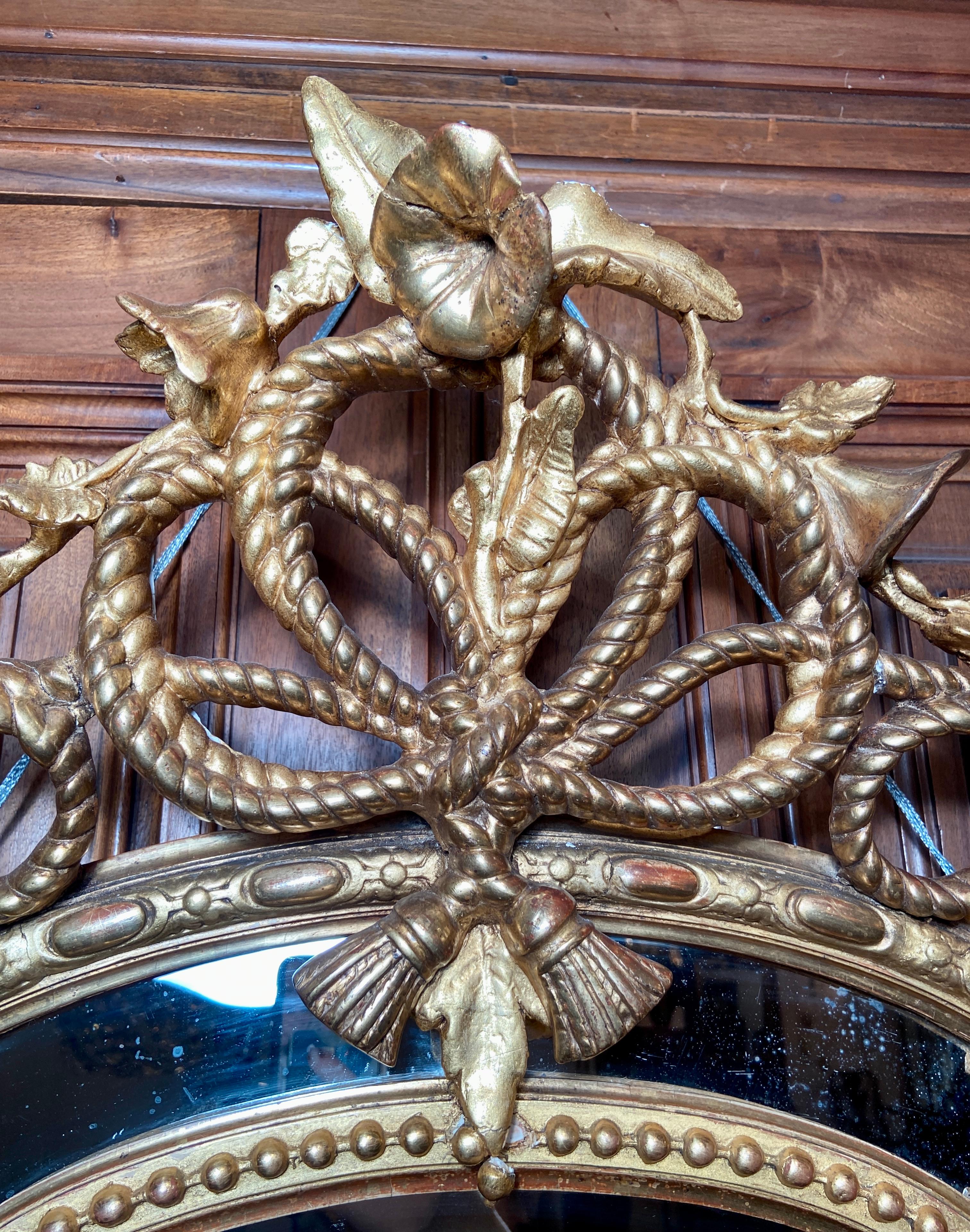 Antique 19th Century French Gold Leaf Paneled Mirror In Good Condition In New Orleans, LA