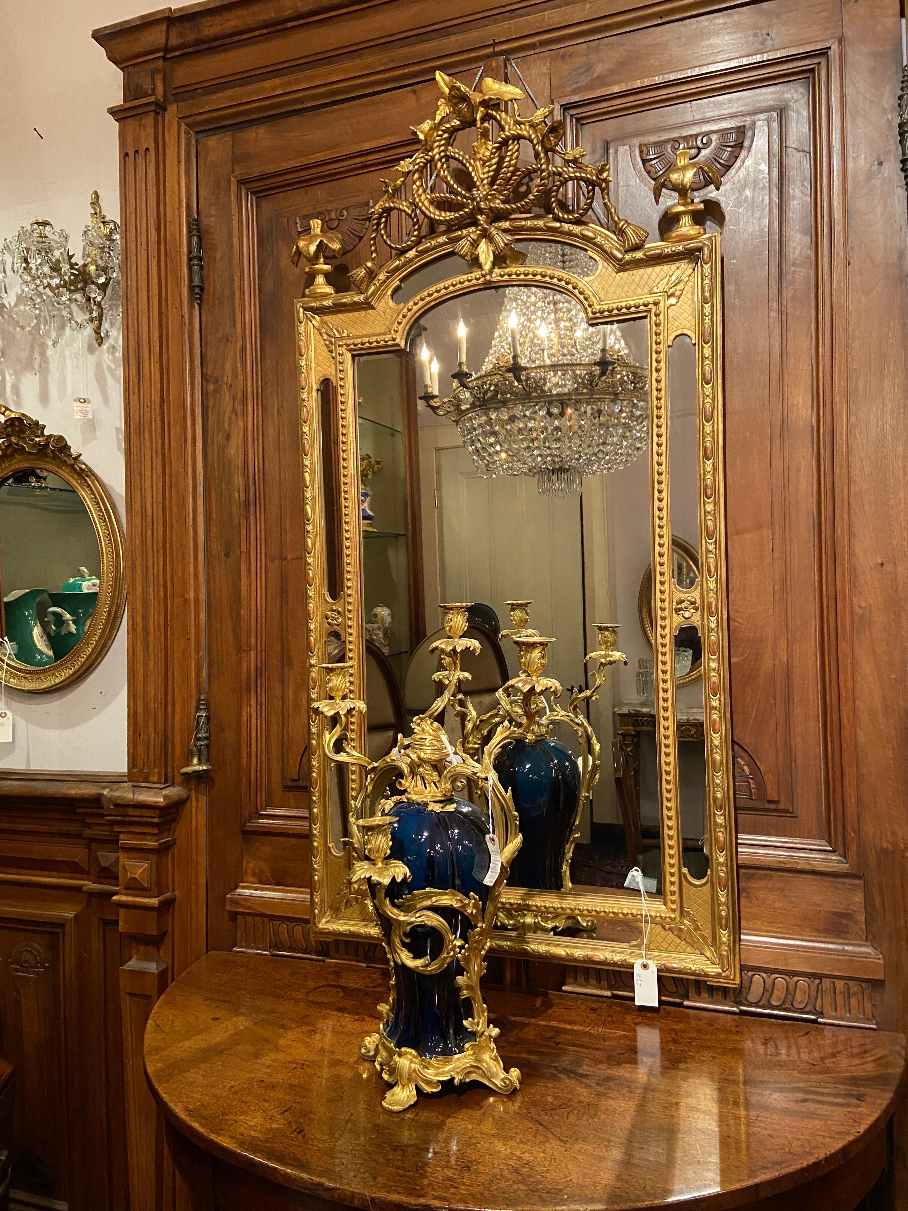 Antique 19th Century French Gold Leaf Paneled Mirror 3