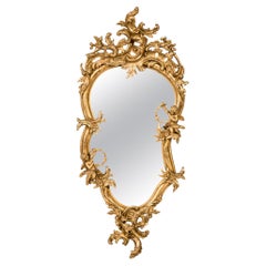 Antique 19th Century French Gold Rococo Wall Mirror with Cherubs or Putti