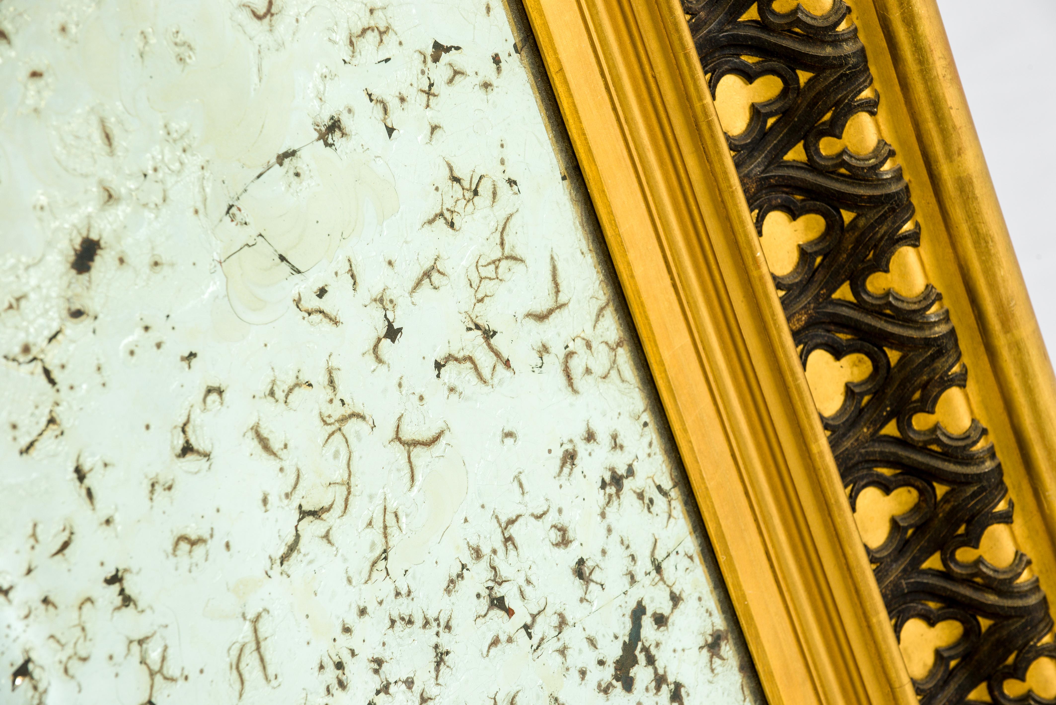 Antique 19th Century French Gothic Revival Gold Leaf Gilt Mirror 4