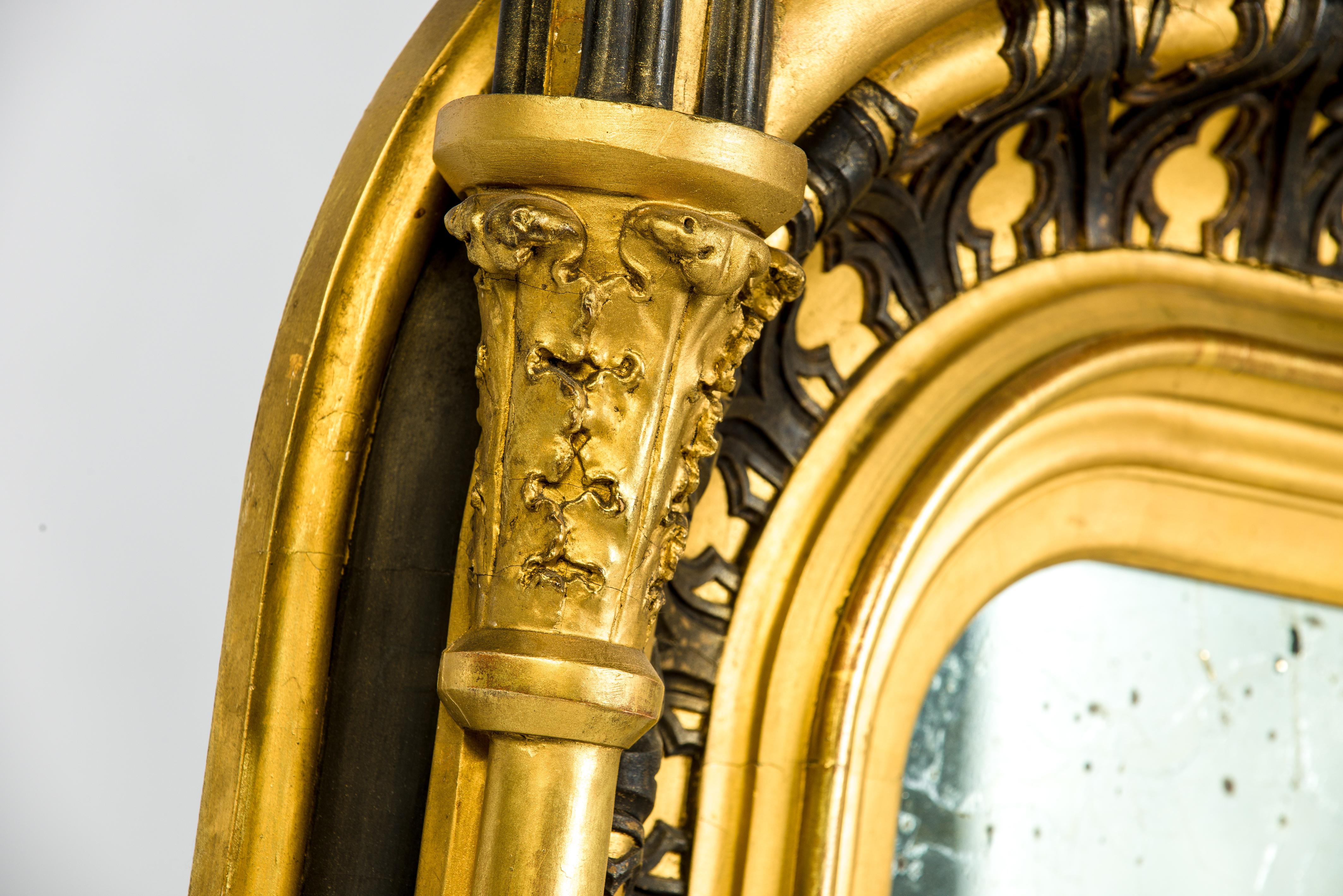 Antique 19th Century French Gothic Revival Gold Leaf Gilt Mirror 5