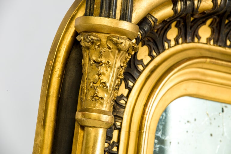 Antique 19th Century French Gothic Revival Gold Leaf Gilt Mirror at 1stDibs