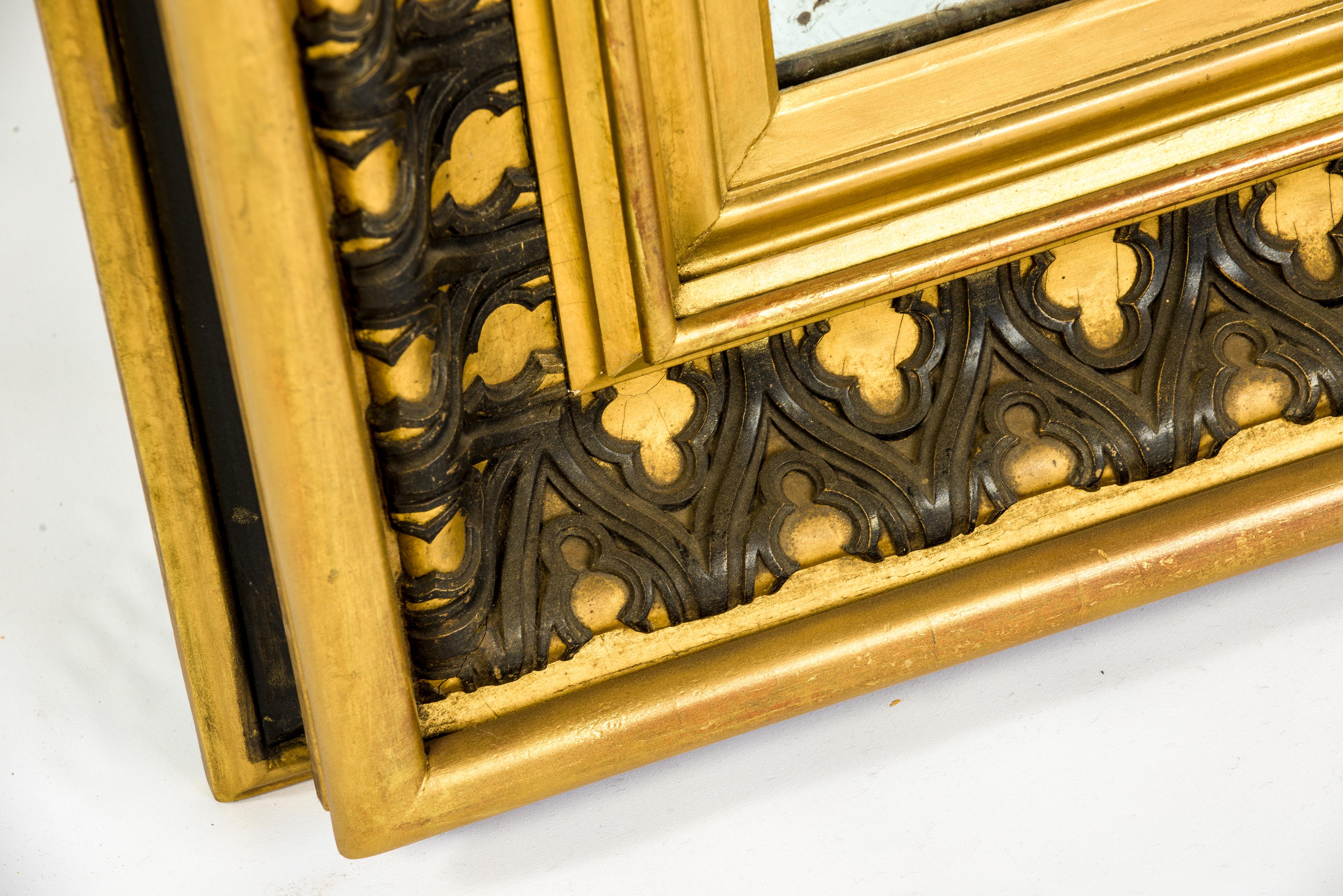 Antique 19th Century French Gothic Revival Gold Leaf Gilt Mirror 2