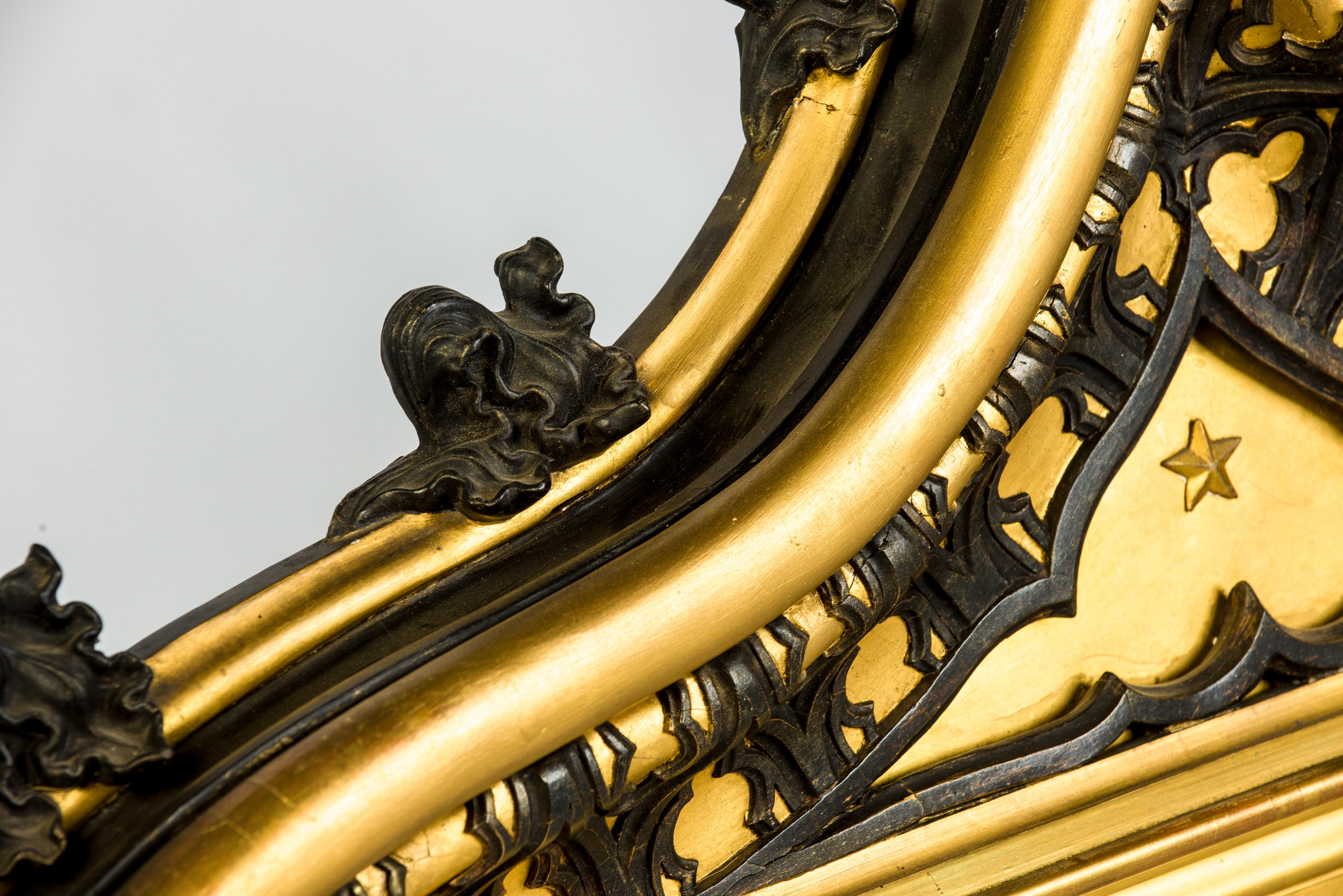 Antique 19th Century French Gothic Revival Gold Leaf Gilt Mirror 3