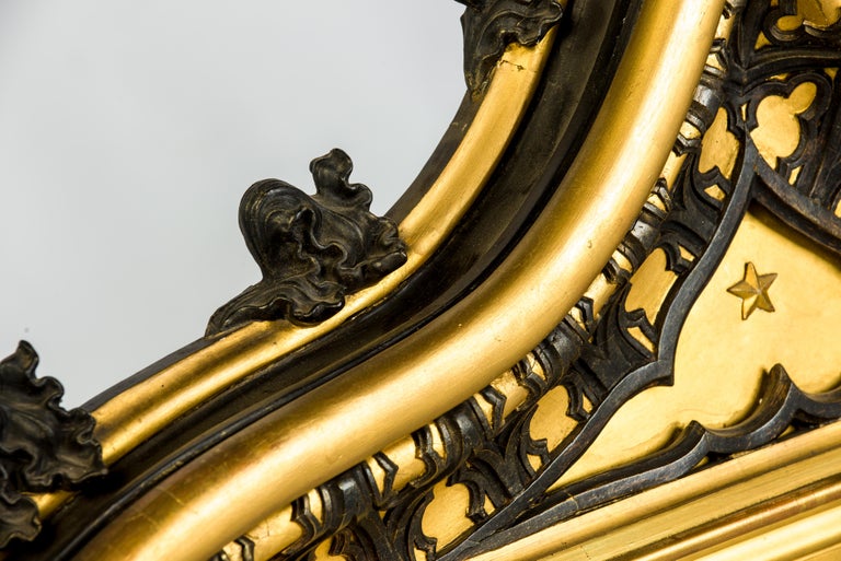 Antique 19th Century French Gothic Revival Gold Leaf Gilt Mirror at 1stDibs