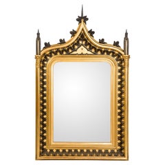 Antique 19th Century French Gothic Revival Gold Leaf Gilt Mirror