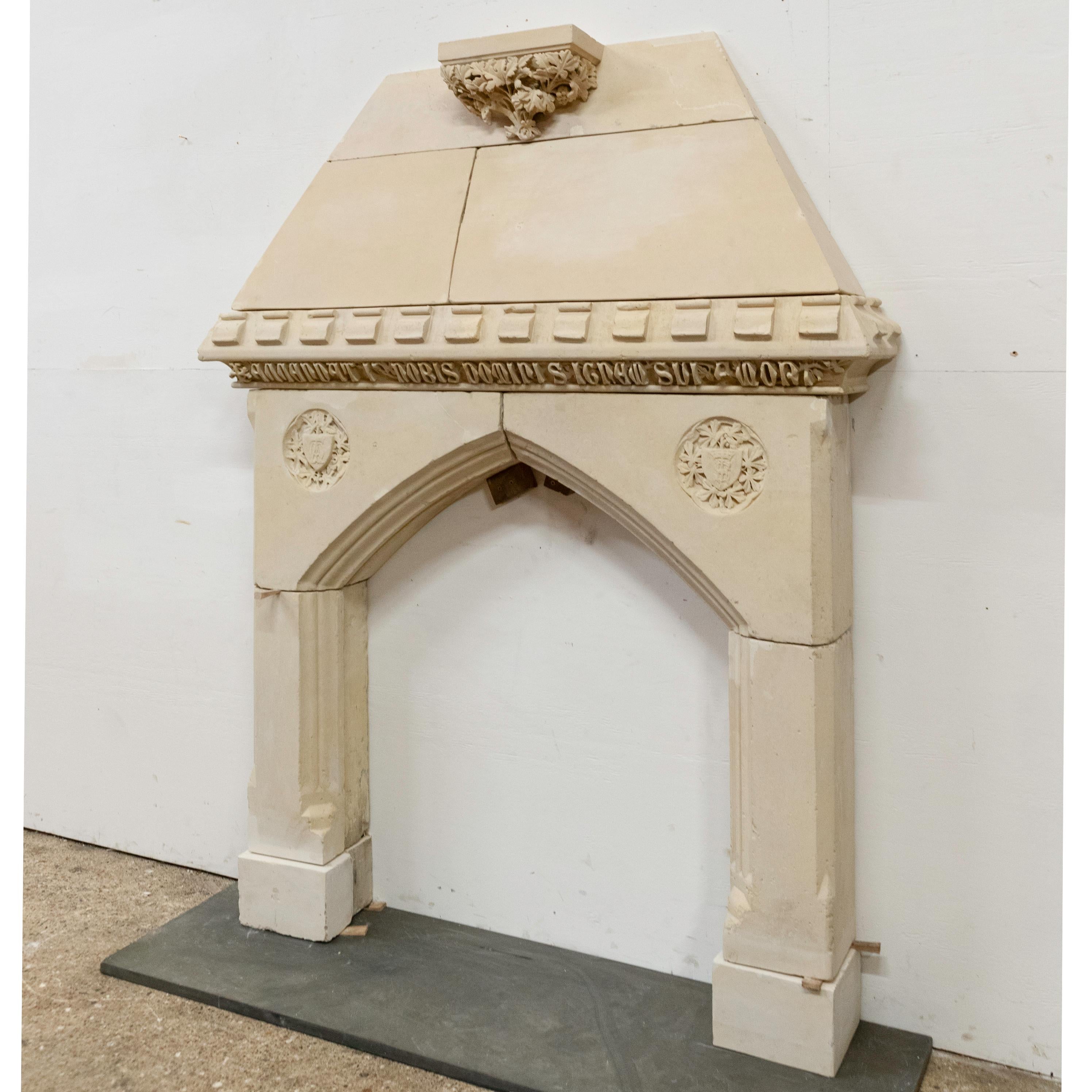 Antico camino in pietra del XIX secolo in stile gotico-revival francese in vendita 9