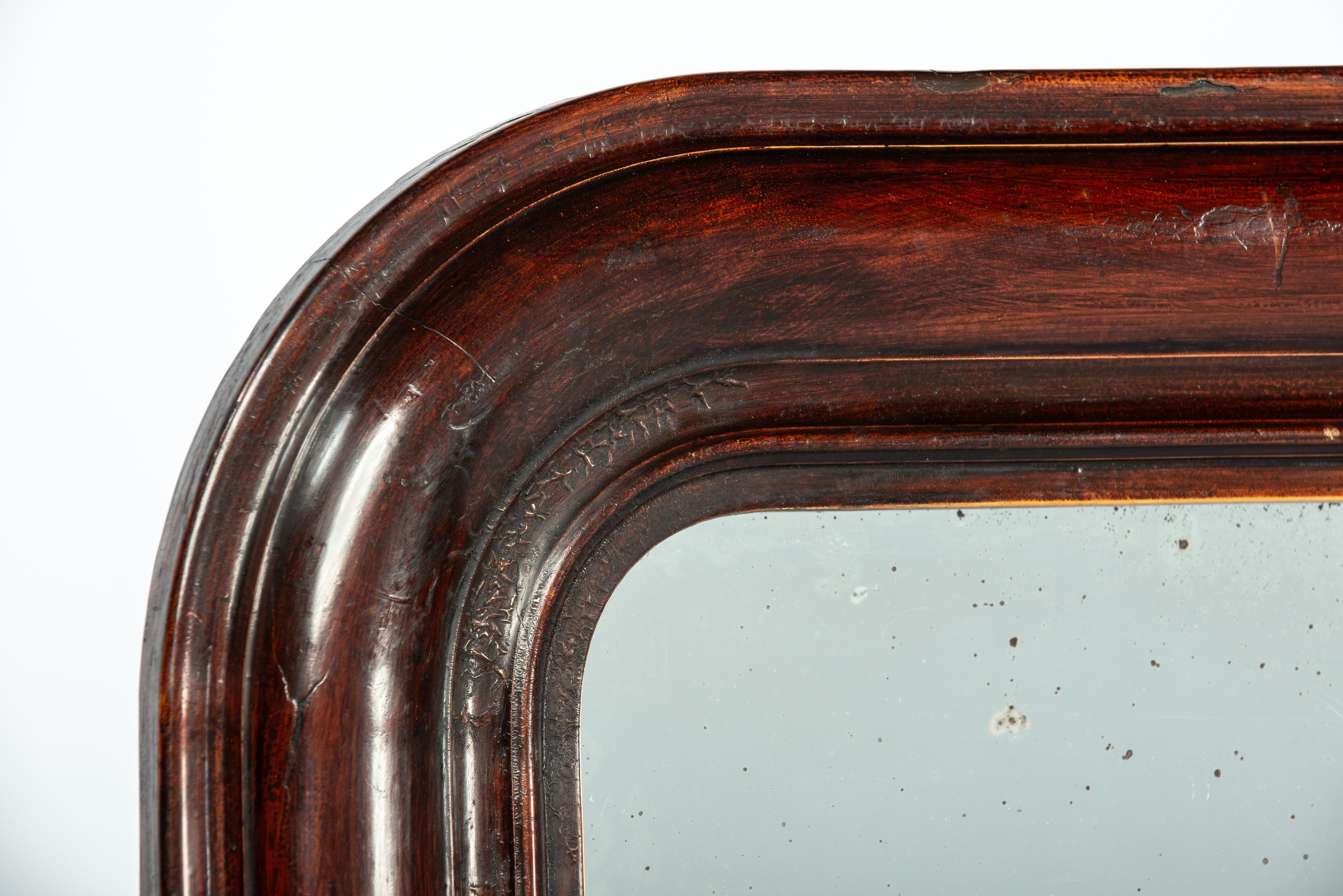Antique 19th Century French Grain Painted Mahogany Louis Philippe Mirror For Sale 4