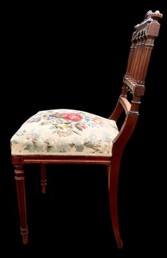 Antique Early 20th Century French Hand Carved Walnut Side Chair
