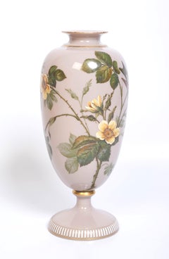 Antique 19th Century French Hand Painted Opaline Glass Vase C.1840