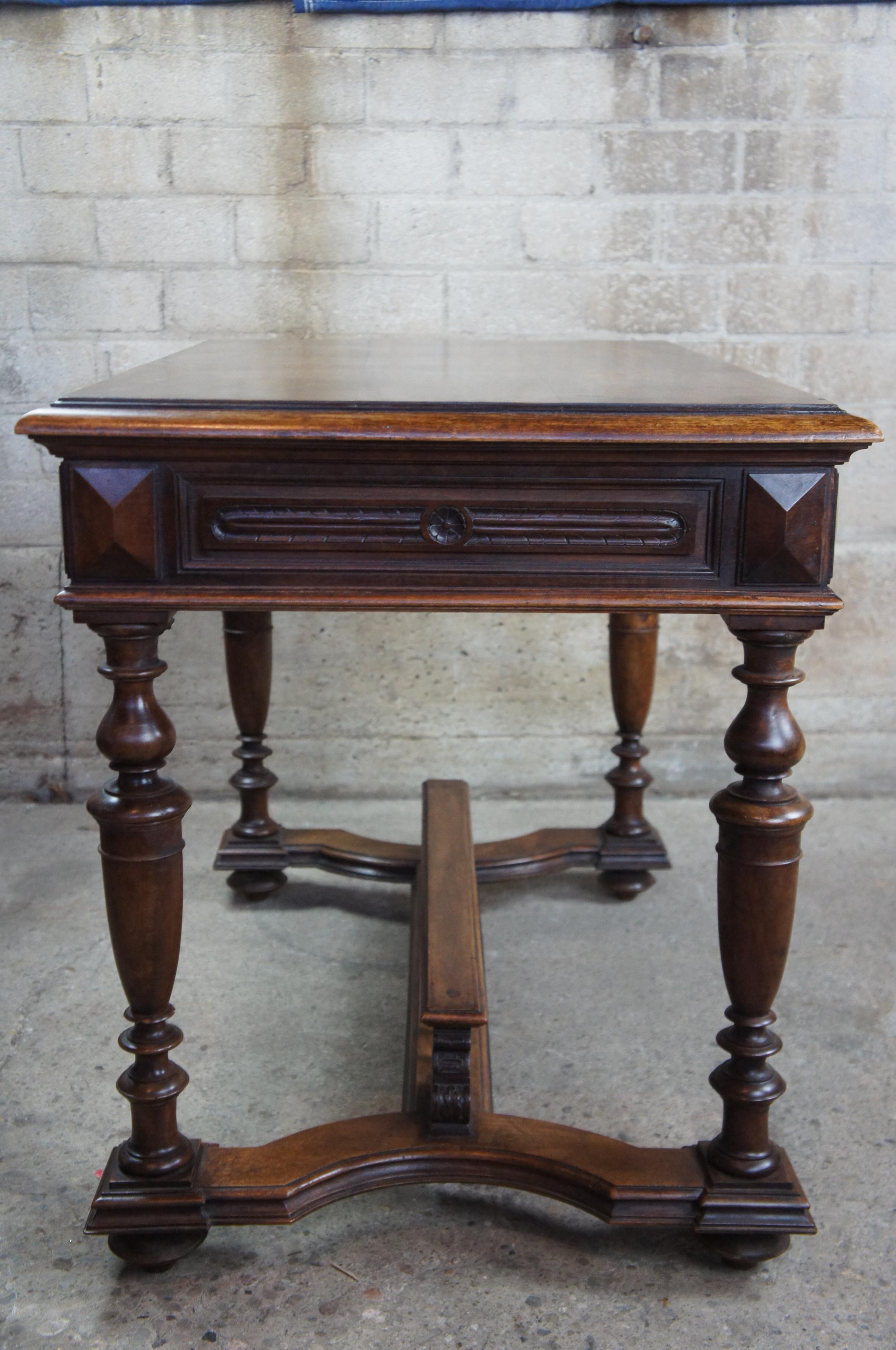 Antique 19th Century French Henry II Style Walnut Trestle Table Library Desk 3