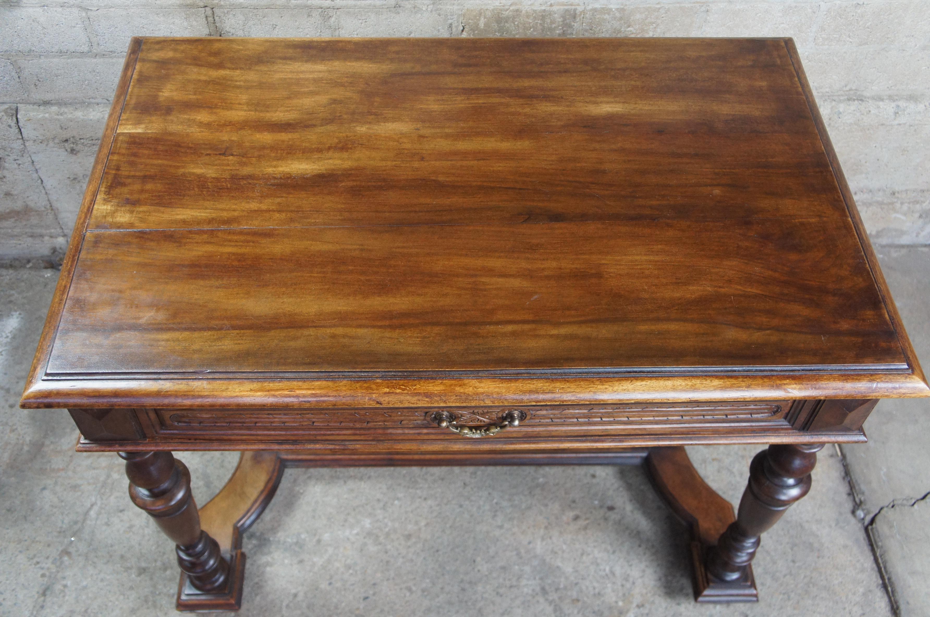 Renaissance Antique 19th Century French Henry II Style Walnut Trestle Table Library Desk