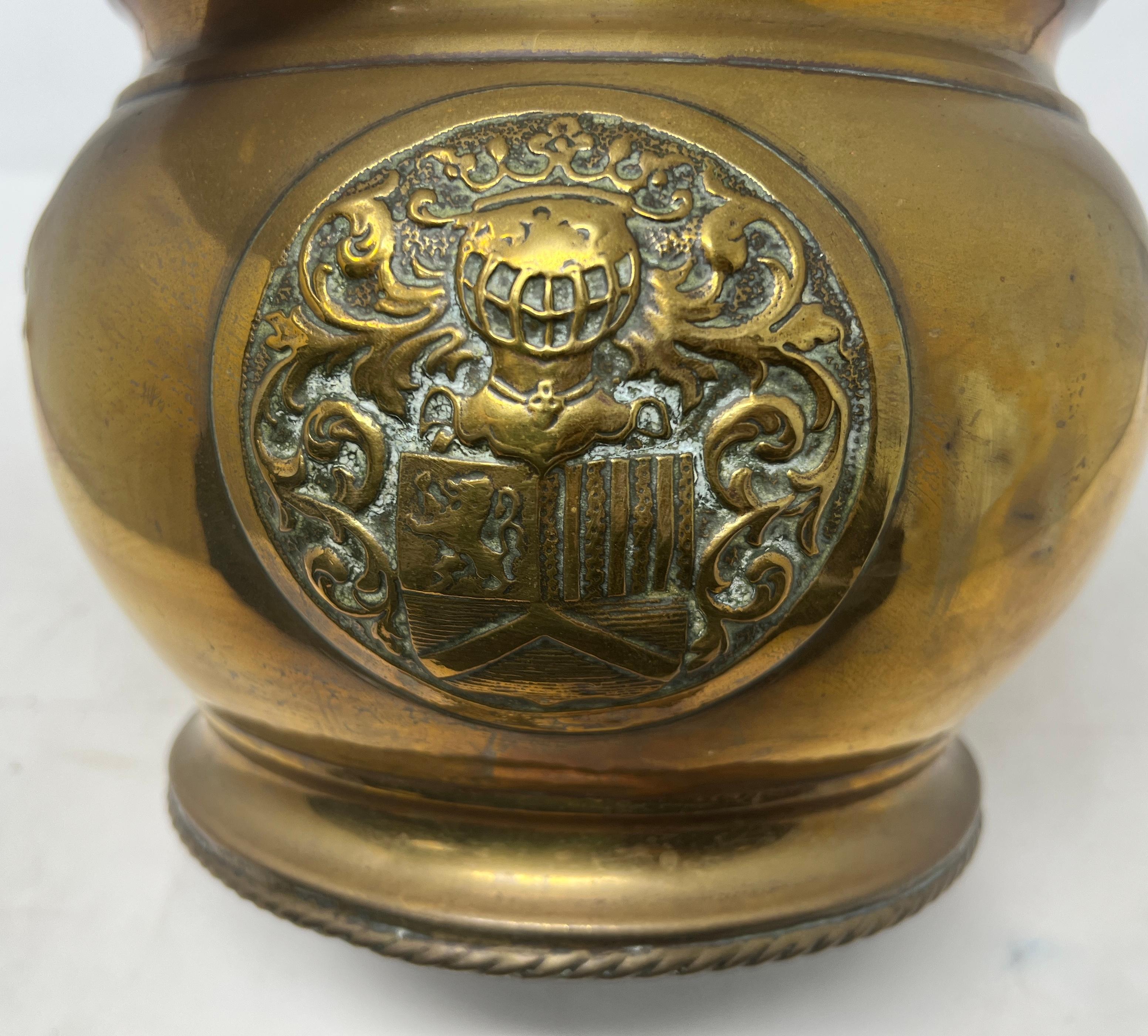 Antique 19th Century French Heraldic Brass Jardiniere. For Sale 1