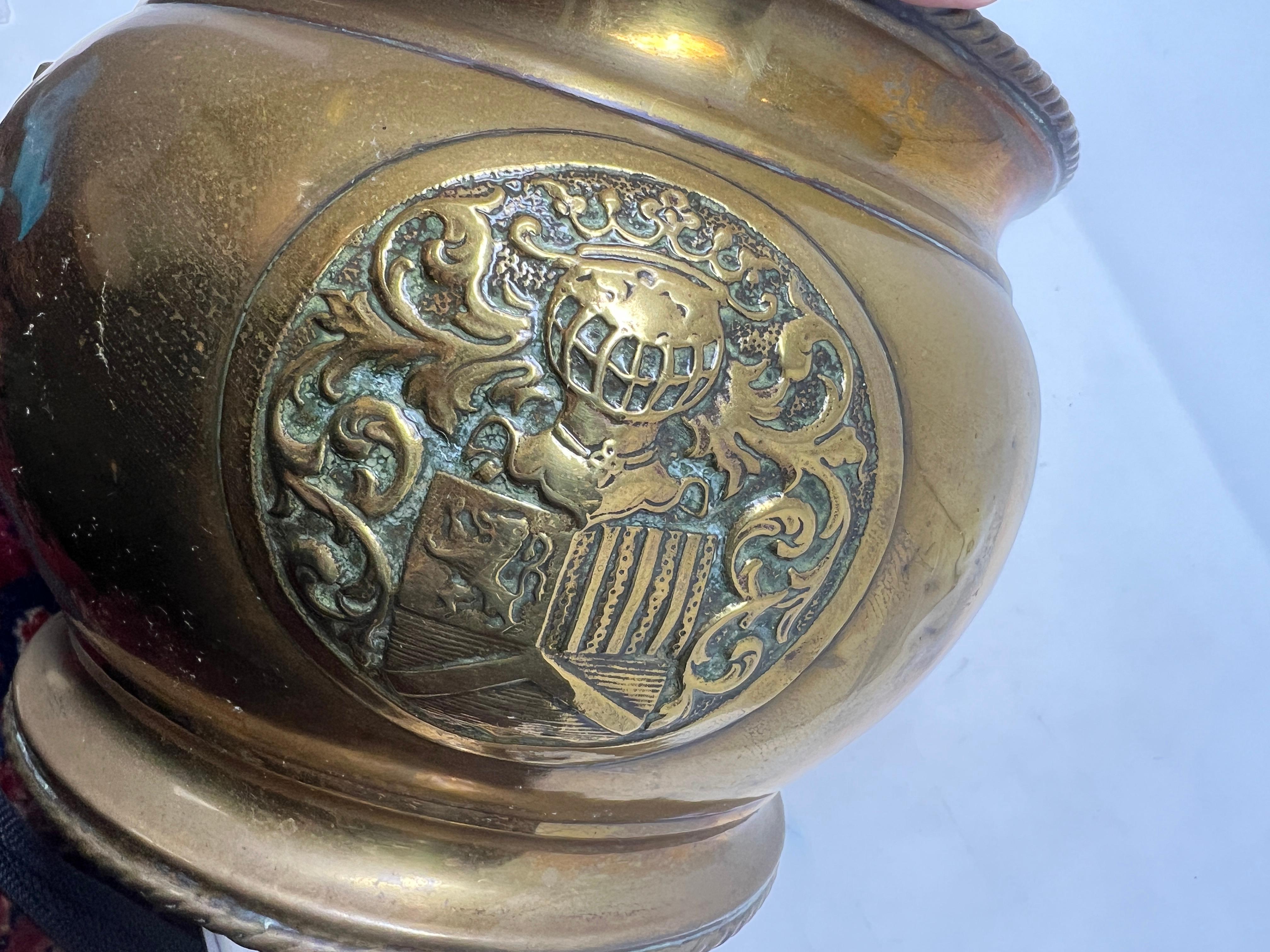 Antique 19th Century French Heraldic Brass Jardiniere. For Sale 2