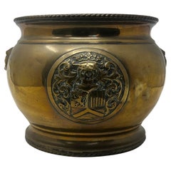 Antique 19th Century French Heraldic Brass Jardiniere.