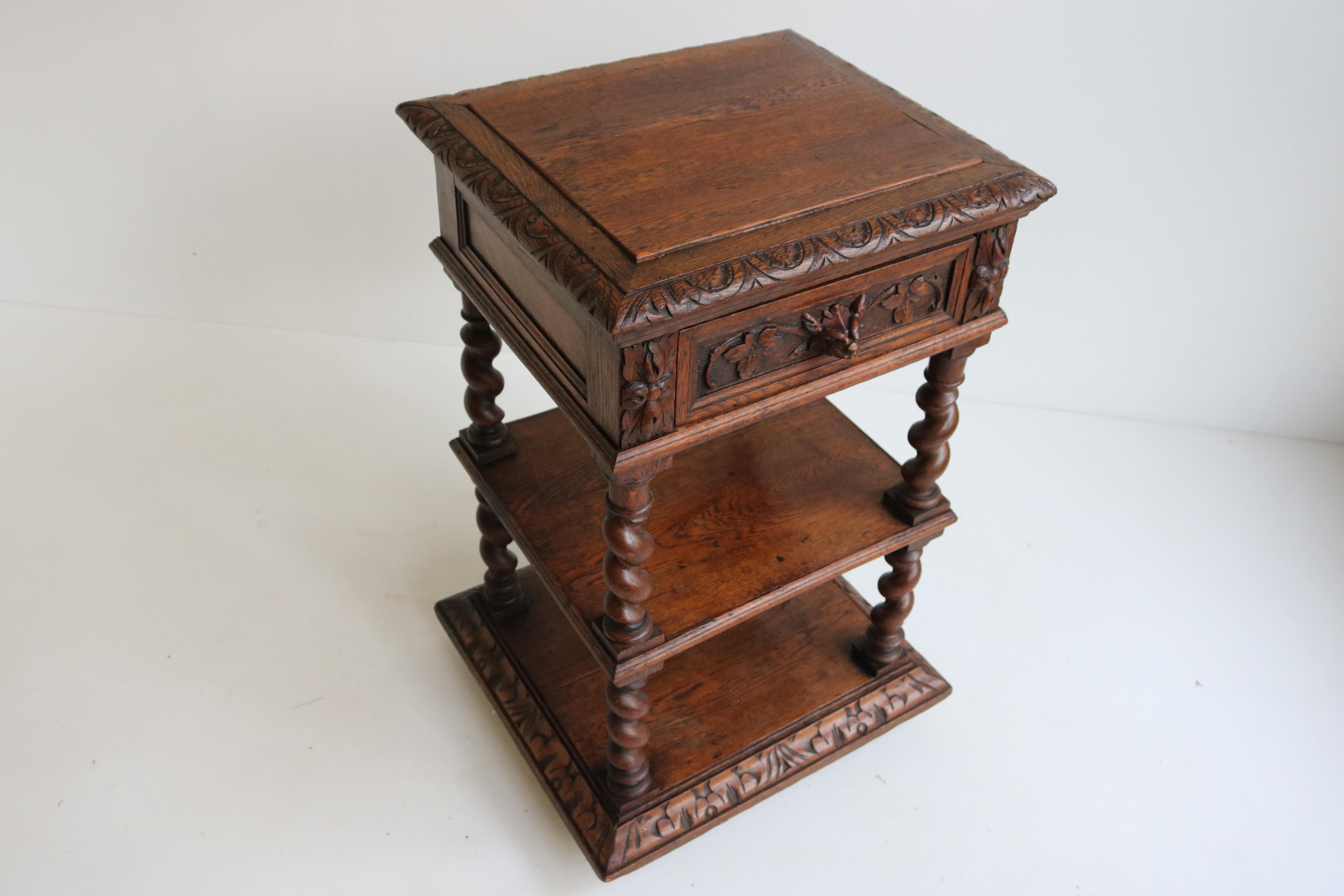 Antique 19th Century French Hunt Night Stand / Cabinet Barley Twist Black Forest For Sale 1