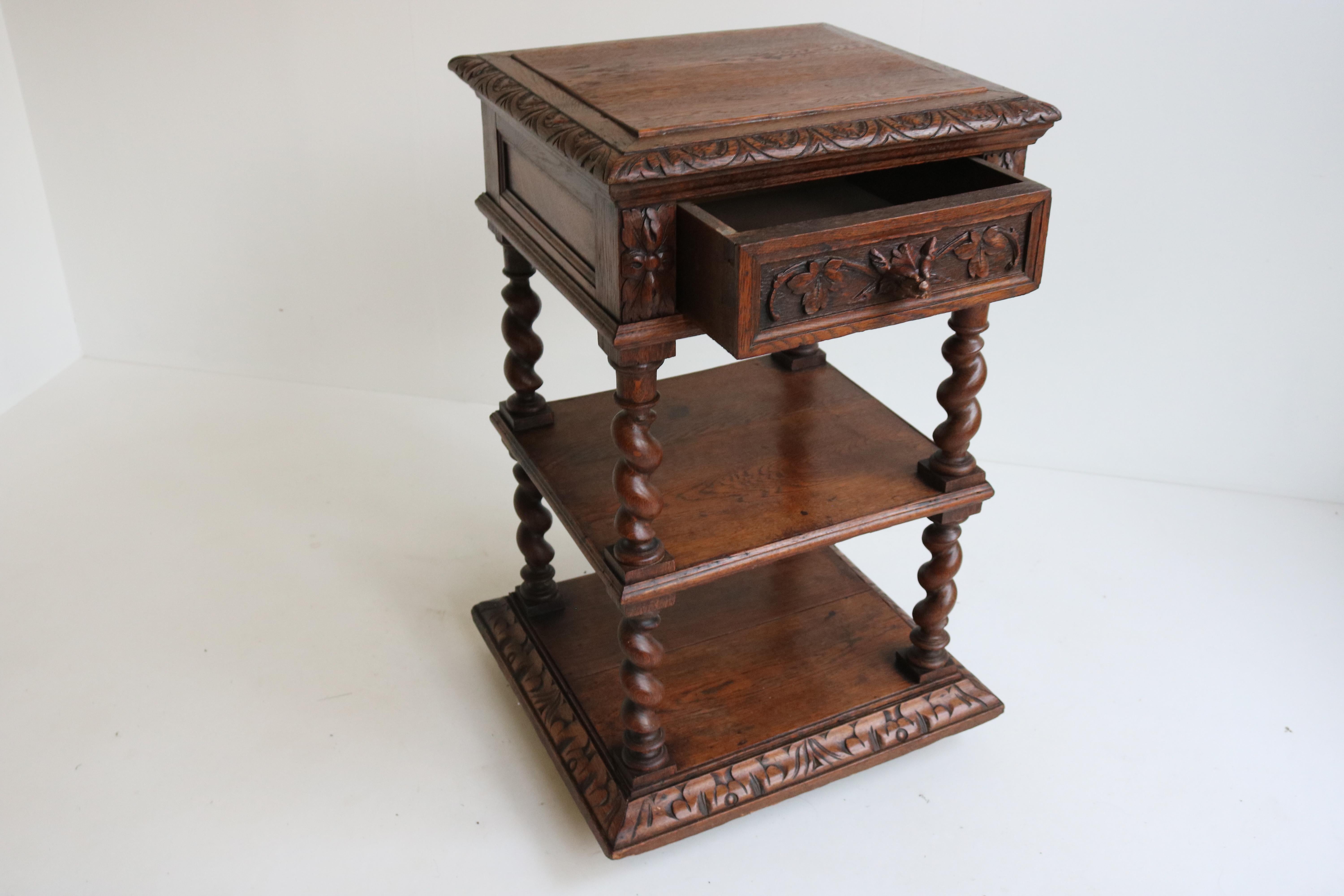 Antique 19th Century French Hunt Night Stand / Cabinet Barley Twist Black Forest For Sale 4
