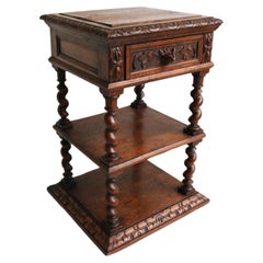 Used 19th Century French Hunt Night Stand / Cabinet Barley Twist Black Forest