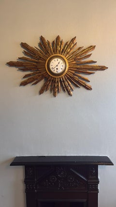 Antique 19th Century French Japy Frères Sunburst Wall Clock