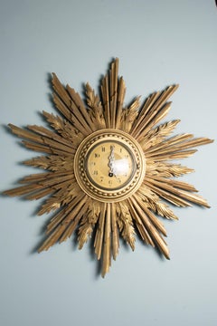 Antique 19th Century French Japy Frères Sunburst Wall Clock